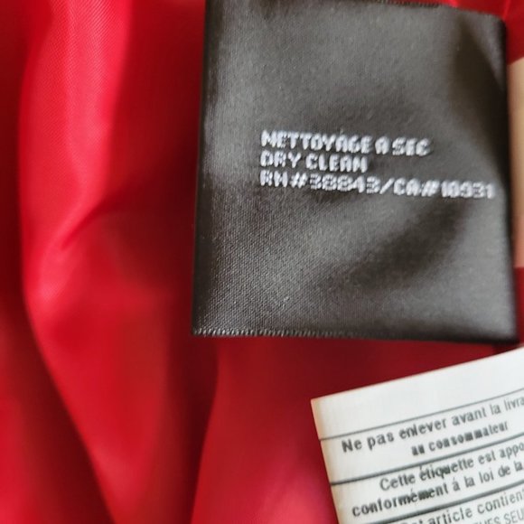 DKNY Red Wool Double Breasted Pea Coat Size 12 - Picture 12 of 12